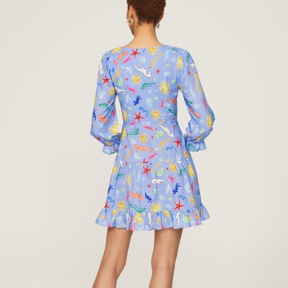 Rixo Women's Ambretta Mini-Dress in blue - Picture 3 of 15